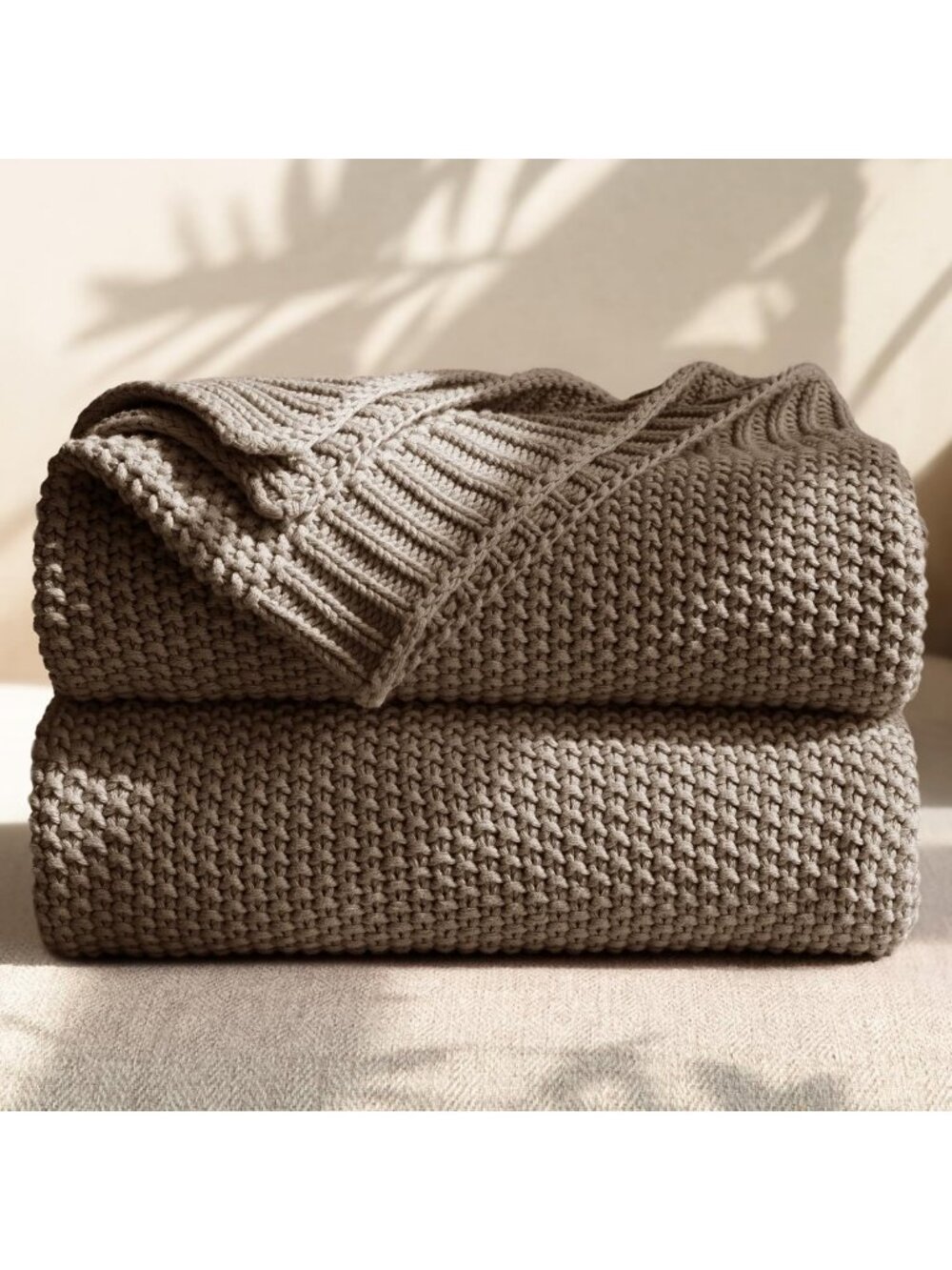 Cozy 100% Cotton Cable Knit Throw Blanket, Soft Lightweight All-Season Decor